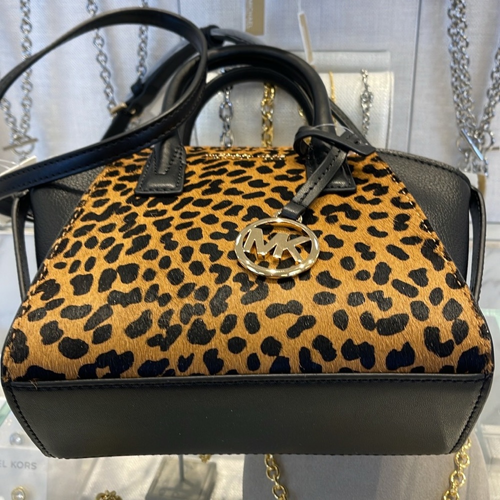 Michael Kors Avril Extra-Small Leather and Suede Satchel Crossbody Exotic Print - Picture 7 of 16